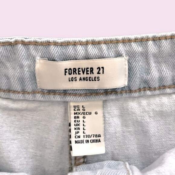 Forever 21 Denim Mini Skirt Light Wash Blue Button Front Y2K Womens Size Large - Picture 5 of 8